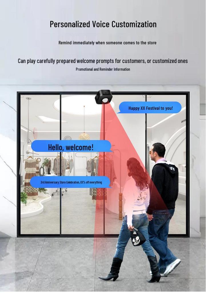 Infrared Sensor Doorbell with Customizable Voice Welcome & Remote Control
