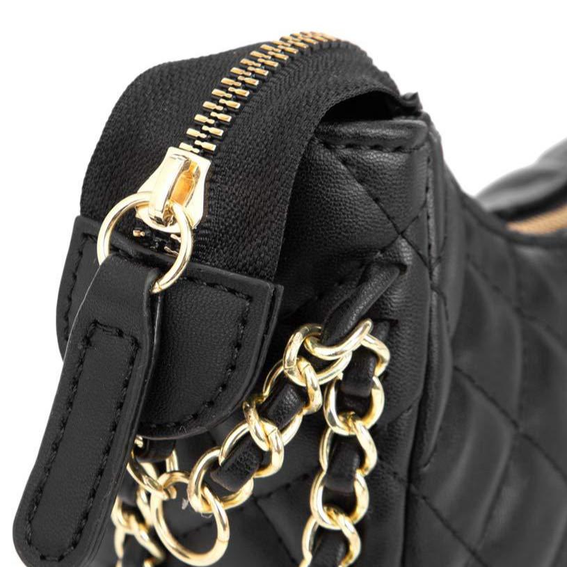 Ielgy Ladies Wide Shoulder Strap Messenger Bag Diamond Embroidered Chain Shoulder Dumpling Bag