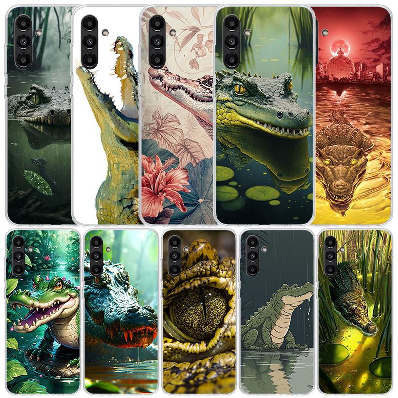 Чехол для телефона с животным крокодилом для Samsung Galaxy A17 A37 A57 A16 A15 A14 A13 A56 A55 A54 A53 A36 A35 A34 A33 A26 A25 A24 A23 Galax
