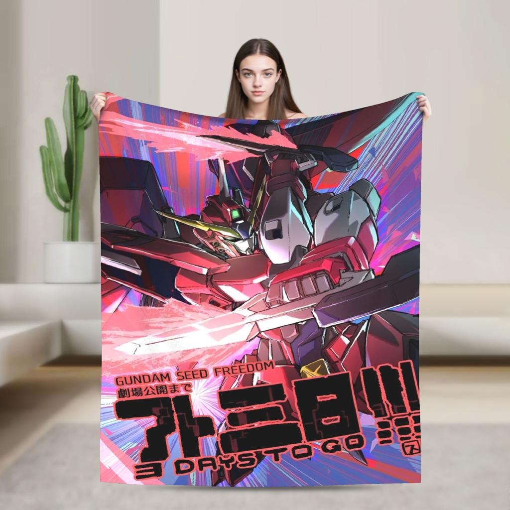 Фланелевое одеяло Gundam Осень Научная фантастика Теплое плед для спальни девочек и мальчиков Постельное белье с принтом Покрывало для дивана-кровати