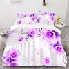 Purple Floral Style Digital Print Duvet Kit - Polyester - Bedroom Decor -1 Bed Cover +2 Pillowcases (no Pillow Core)