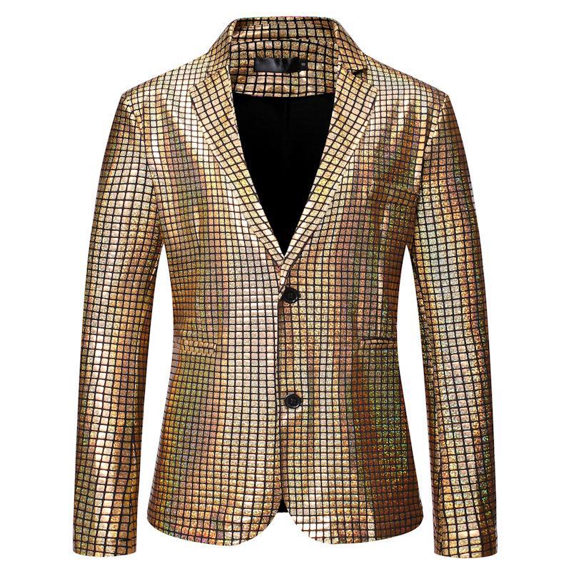 Men's European Plaid Gold-Stamped Party Suit ZT-X48