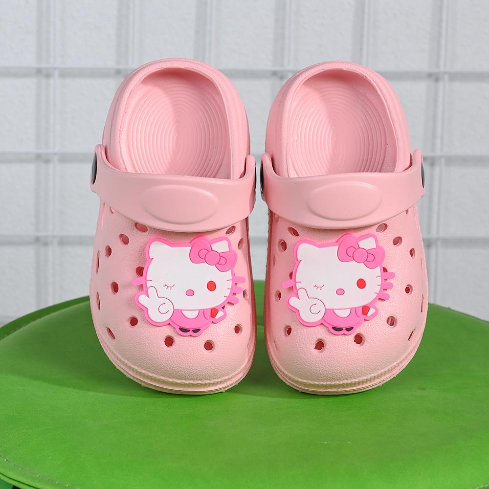 Новые летние детские шлепанцы Sanrio, милый рисунок Hello Kitty, нескользящие EVA-сабо с отверстиями, пляжные сандалии, садовая обувь, домашние тапочки
