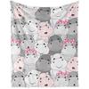 Lovely Hippo Throw Blanket Cute Cartoon Flannel Blanket for Couch Bed Travel Outdoor Home Decor Warm Fuzzy Blanket for Boys Girl