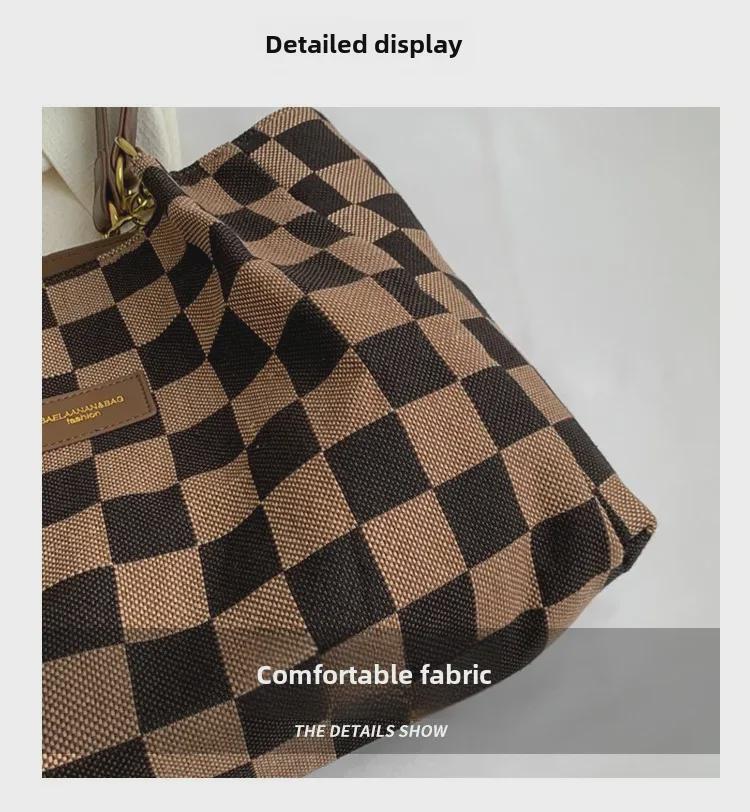 Женская сумка-тоут с леопардовым принтом большой вместимости - модная сумка через плечо с шахматным узором 2023 года