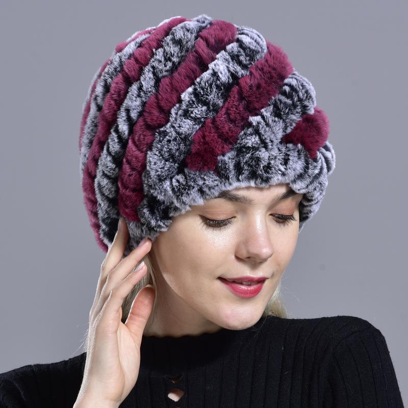 Зимняя теплая вязаная меховая шапка из кроличьего меха с ананасом, женские толстые шапки, шапочки для мамы