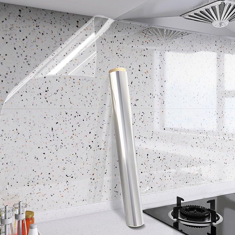 40cm Transparent Decorative Waterproof Anti Fouling Oil Resistant Adhesive Modern Style Wall Sticker Cabinet Kitchen Wallpaper