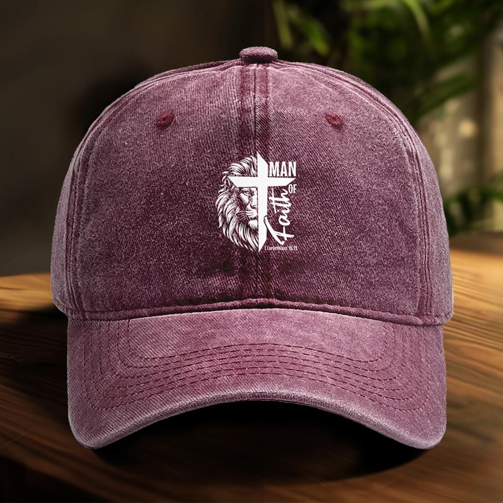Регулируемая бейсболка Man Of Faith, кепка тракера с изображением льва и креста, простая кепка-снэпбек, солнцезащитная шляпа, идеальный выбор для кемпинга