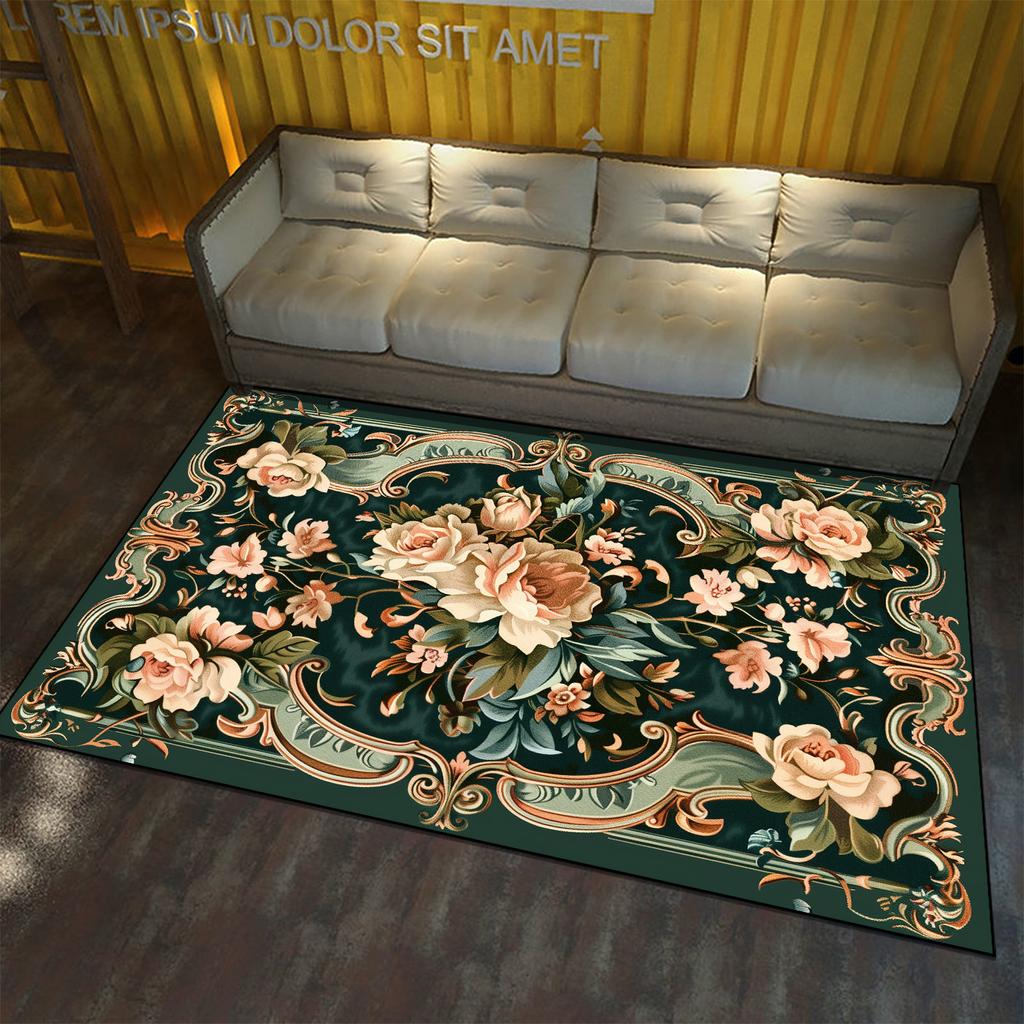 Европейский стиль большой площади ковер для гостиной цветочный узор украшение домашний напольный коврик нескользящий крыльцо входная дверь моющийся