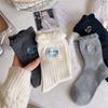 Female Spring and Autumn New Embroidery Bow Bubble Mouth Tube Pile Socks