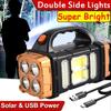 Multifunctional Solar LED+COB Light With Handle USB Charging Waterproof For Outdoor Camping Safety Emergency At Night