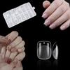 120/240Pcs Semi-Matte Short Square False Nail Tips No Polishing Soft Gel Fingertip Full Cover Artificial Fake Nails Extension