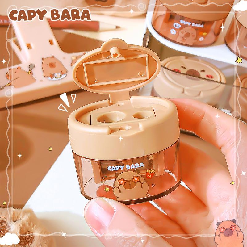 2 шт. Милая мультяшная точилка для карандашей Capybara с двумя отверстиями, кавайная мини-точилка для карандашей, студенческие призы, канцелярские принадлежности, подарки для студентов