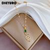 DIEYURO 316L Нержавеющая сталь Зеленый циркон Кулон в виде змеи Ожерелье для женщин Винтажный Шарм Цепочка для вечеринки Циркон Подарки Бижутерия