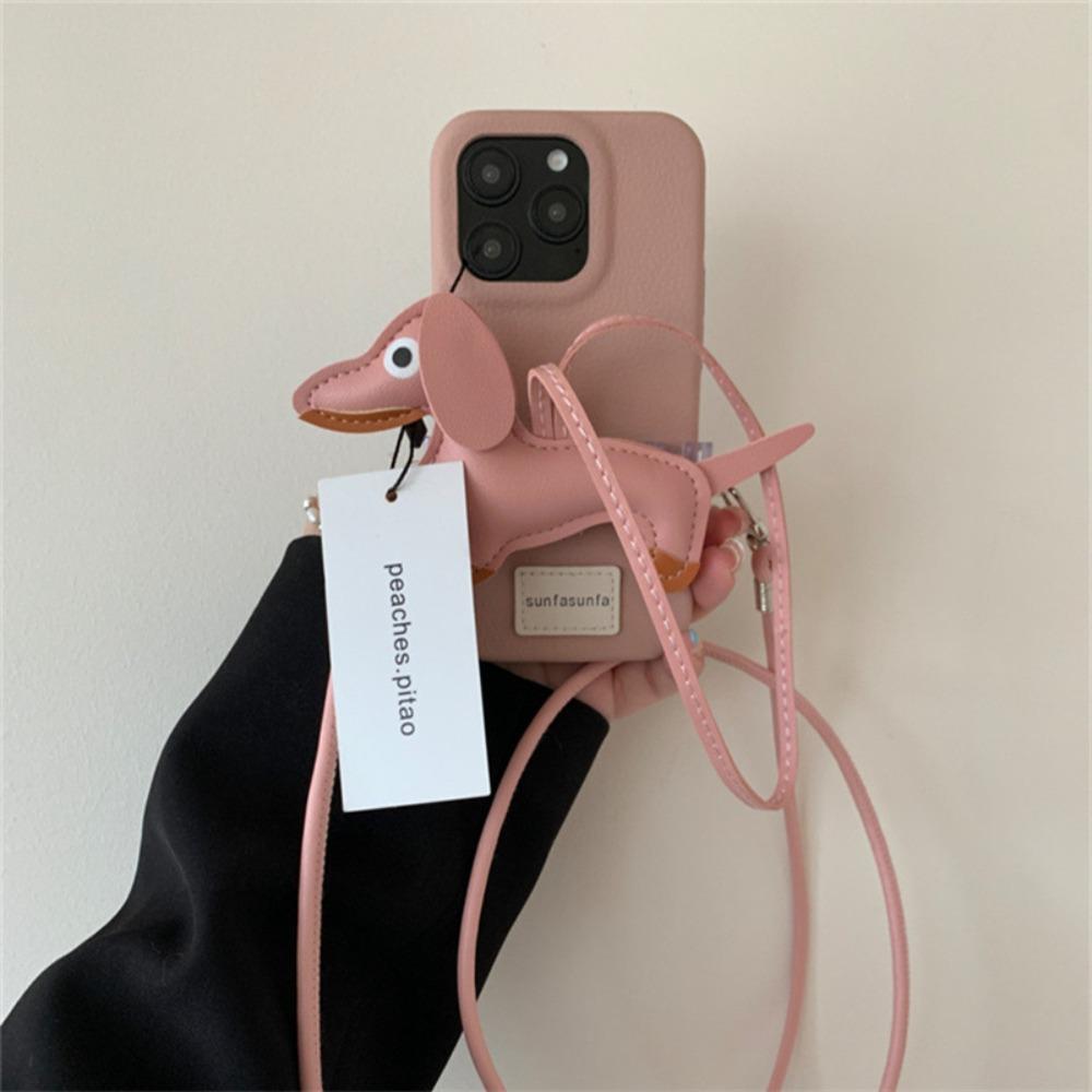 Ремешок для мобильного телефона из искусственной кожи с таксой, защита от потери телефона, ремешок с зажимом для девочки, подарки