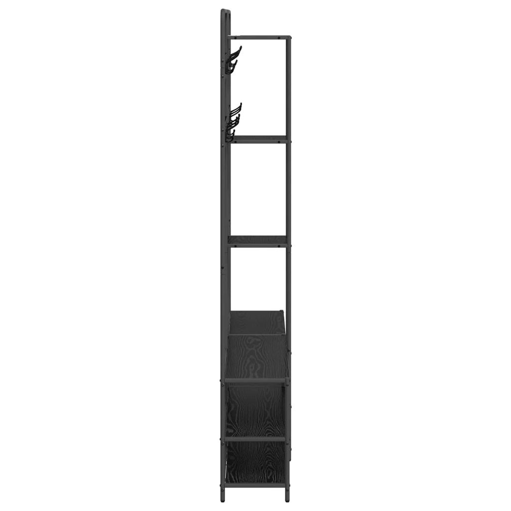 Coat Rack with Shoe Bench Black Oak Look