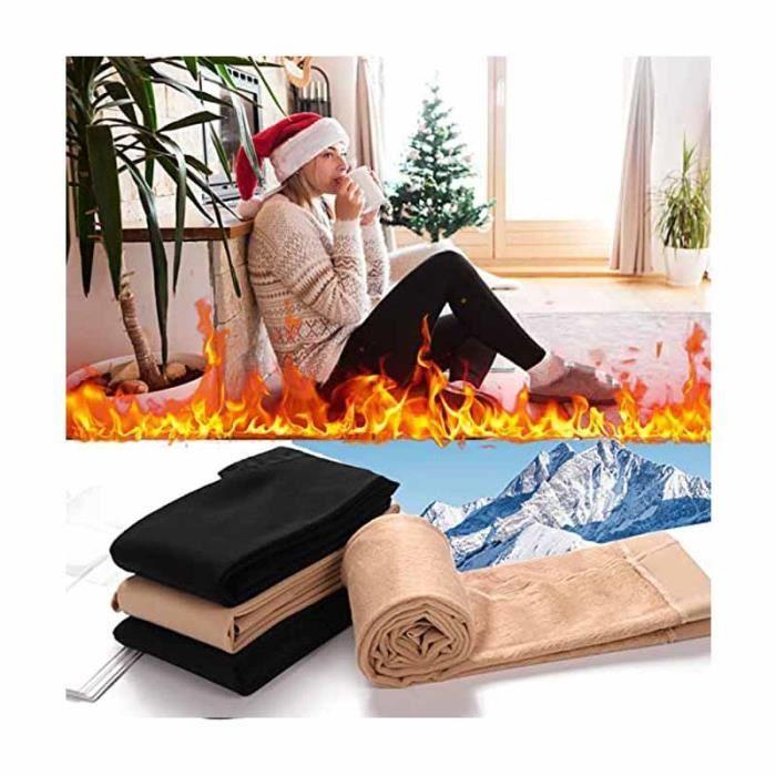 2PCS Women Nude Legs Fleece Warm Stretchy Fleece Lined Tights Resistant Stockings Beige Leggings High Waist Waterproof(L-XL)