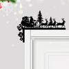 Christmas Corner Sign Santa Reindeer Frame Metal Door Sitter Home Wall Decor Festive Holiday Decoration