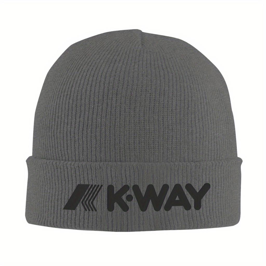 Черные вязаные шапки K-Way для женщин, унисекс, шапки-бини, зимняя шапка, акриловая, теплая, шапка-дыня