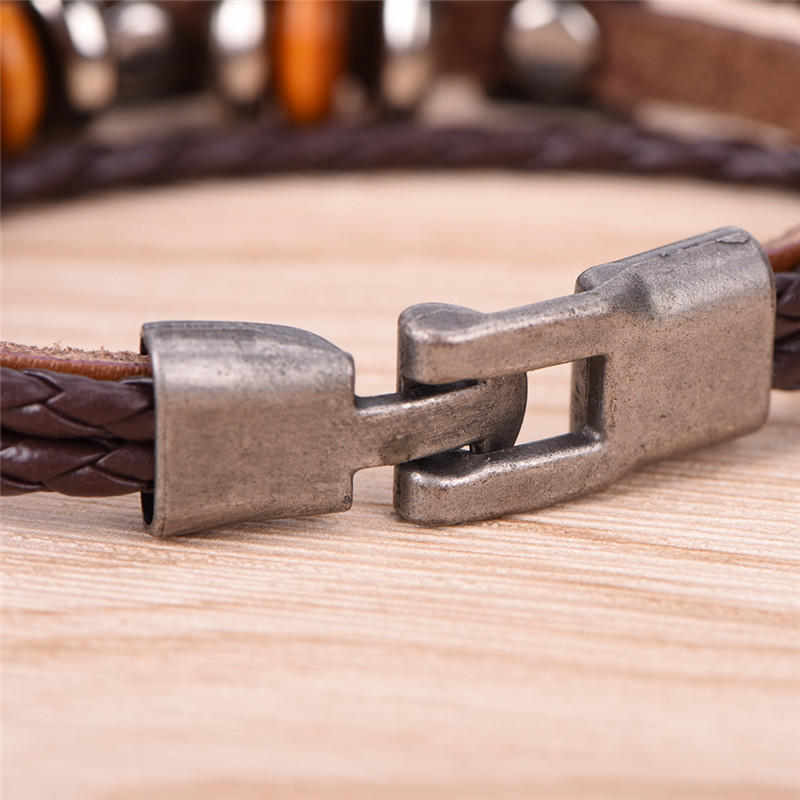 Ретро кожаный браслет мужской панк браслет ручной работы коричневый кожаный браслет
