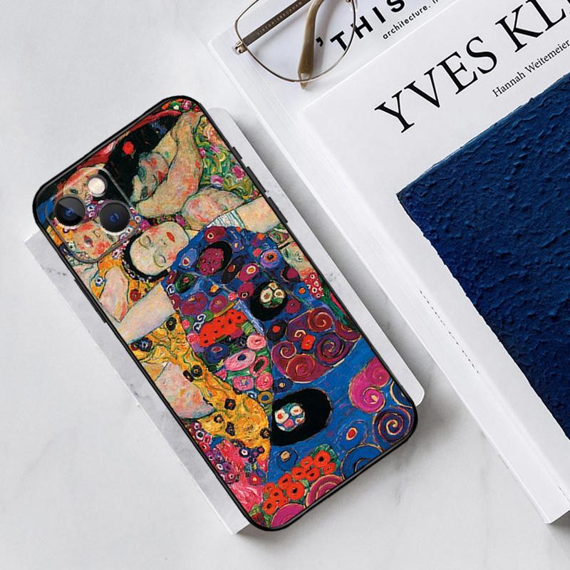 The Kiss Gustav Klimt Painting Silicone Case For iPhone 13 11 14 12 Pro Max X XR XS Max 6 7 8 Plus SE2 13 Mini Soft Cover
