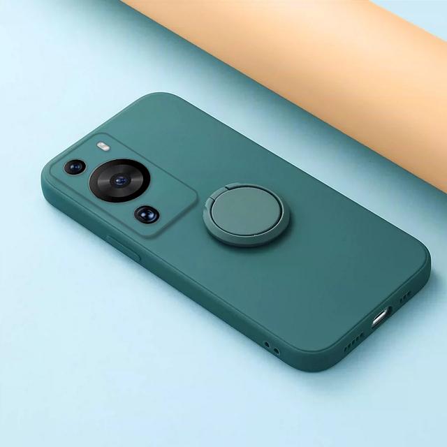Сплошной цветной мягкий силиконовый чехол для телефона Huawei P60 Pro P50 P40 P30 P20 Lite с кольцом-подставкой и держателем для объектива камеры, защита задней панели