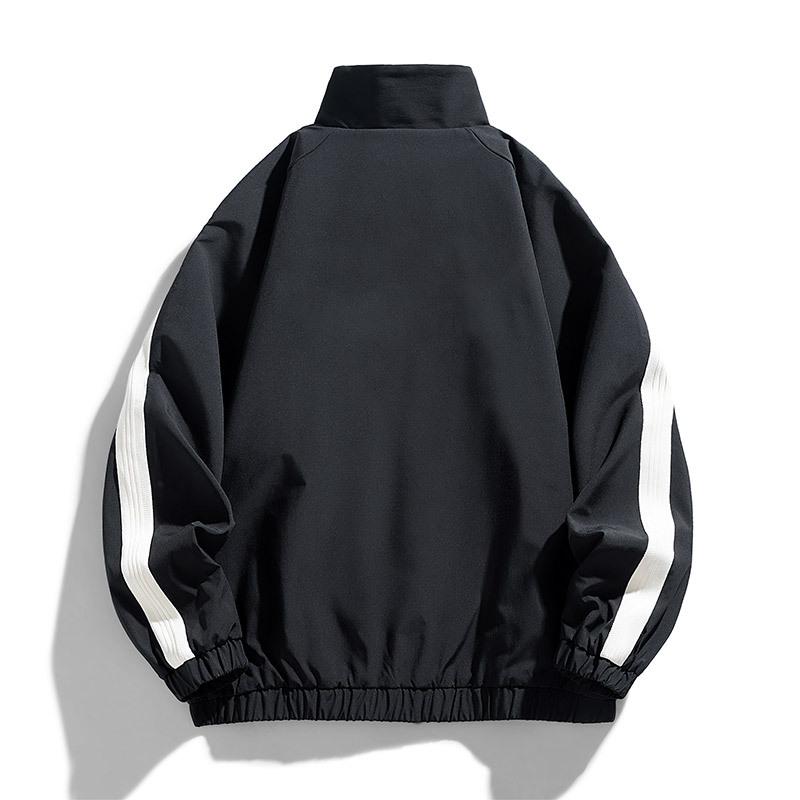 Куртка с воротником-стойкой, мужская, весенняя, новая, стильная, двусторонняя, полосатая, свободная, модная, брендовая, универсальная, большого размера, модный топ