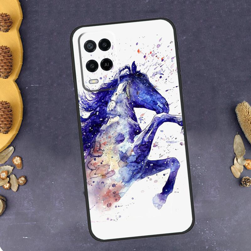 Акварельный чехол для телефона с лошадью для Oppo A96 A16 A76 A78 A58 A18 A38 A98 A17 A77 A80 A40 A60 A74 A94 A54 A15 A57S