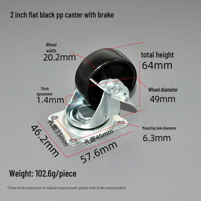 1,5-дюймовое полипропиленовое резьбовое мебельное колесо для журнального столика, дивана или шкафа