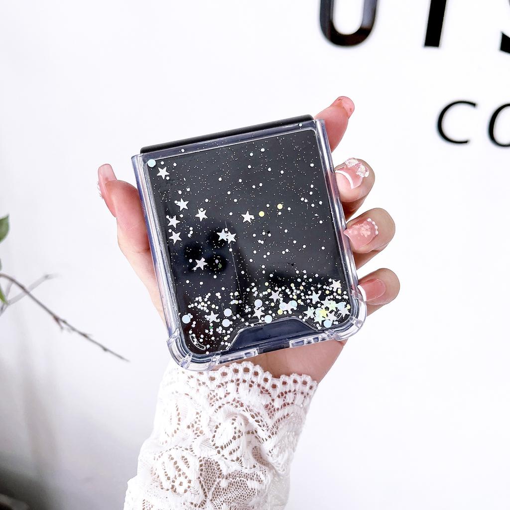 Для Samsung Galaxy Z Flip 4 3 прозрачный блестящий чехол с мечтательными звездами, прозрачная противоударная задняя крышка для Samsung Z Flip4 Zflip3, чехол