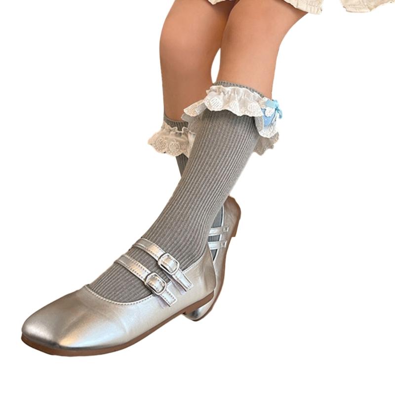 Lovely Embroidered Lace Socks for Girls Comfortable In Tube Socks Fashionable Socks for School Activities and Daily