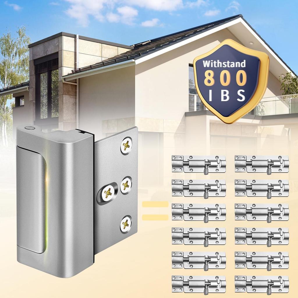 Home security door lock reinforced door lock silver