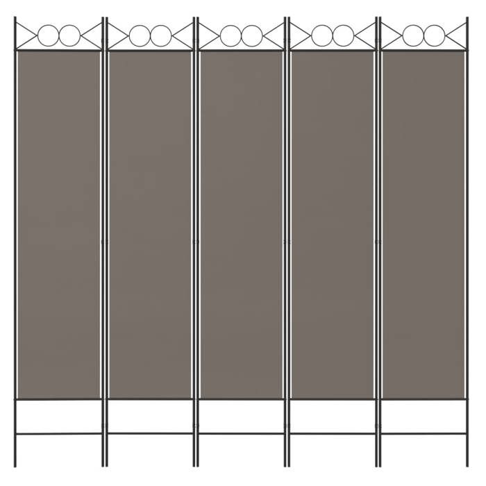 350156 vidaXL Room Divider 5 Panels Anthracite 200x200 Cm Fabric