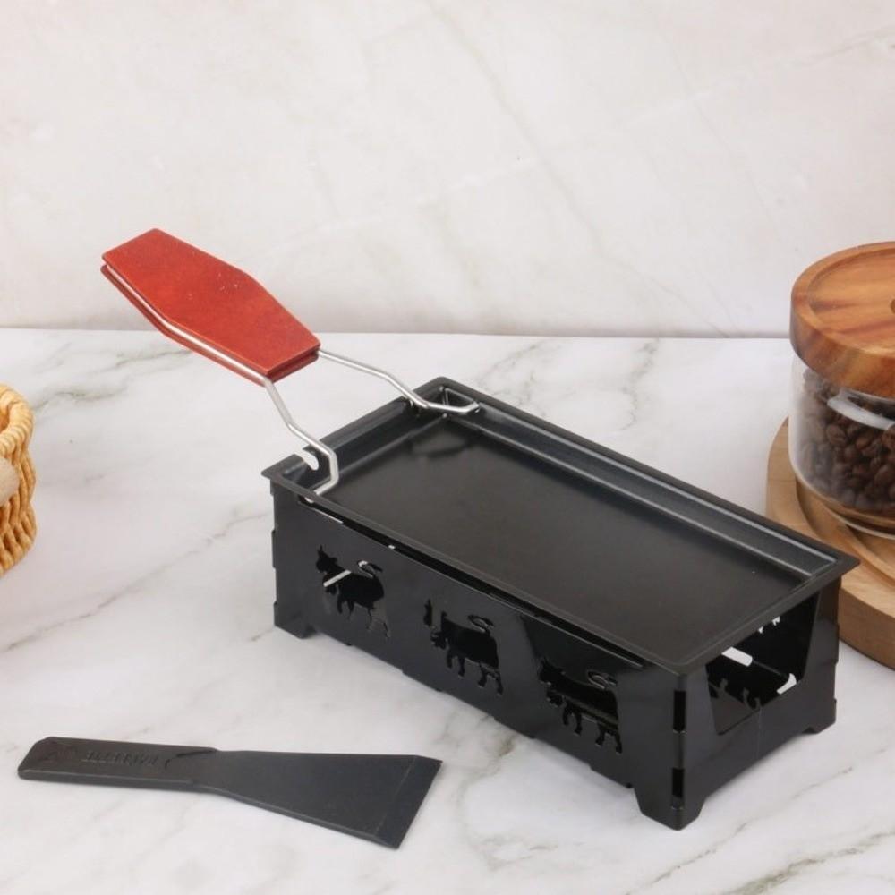 Wooden Handle Cheese Melter Pan Stainless Steel Cheese Fondue Set Non-Stick Cheese Pan Camping