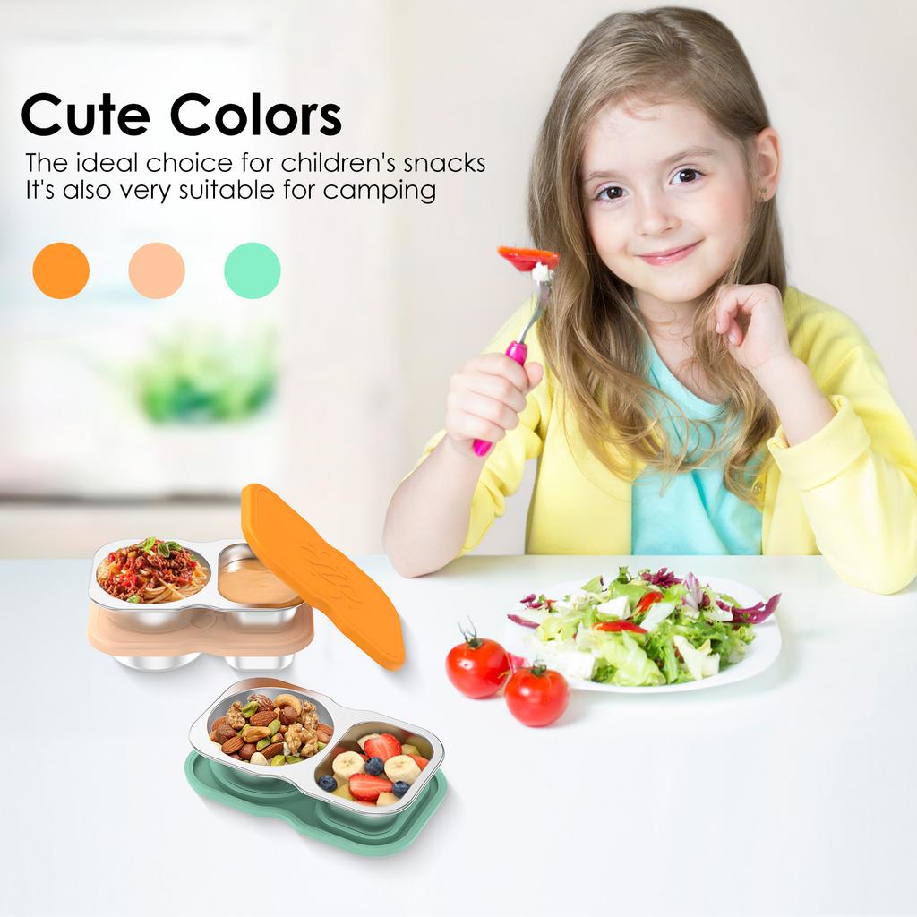 3 шт. Контейнер для специй с двумя отделениями, 150 мл, Контейнер для закусок из нержавеющей стали с крышками, Портативный контейнер для соуса для путешествий