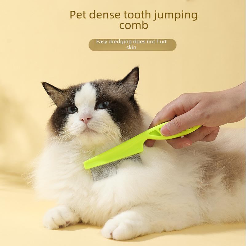 Уход за домашними животными: Гребень из нержавеющей стали с густыми зубьями для кошек и собак, для удаления шерсти и блох, массажный инструмент
