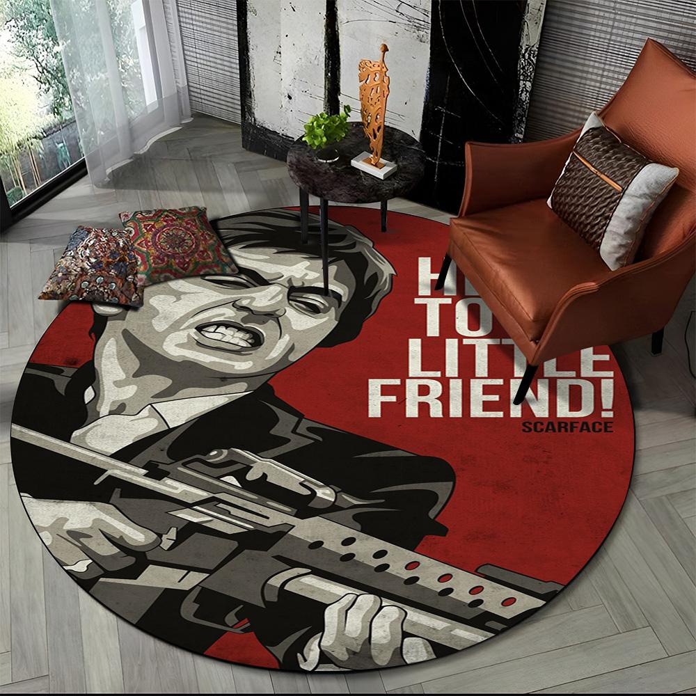 3D Печать Кино Лицо со шрамом Тони HD Круглый Ковер для Гостиной Спальни Детской Игровой Комнаты Декор, Коврик для Питомца Нескользящий Напольный Коврик