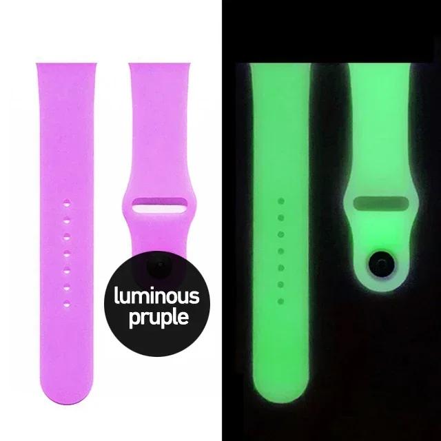 Светящийся силиконовый ремешок для Apple Watch Ultra2 Sport Loop Bracelet для Iwatch10 9 8 7 6 5 4 Se 49/46/45/41/42/44/42/40/38 мм
