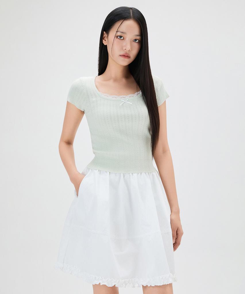 MIXXO Pointel Lace Short Sleeve Knit_Miwkag50Ss