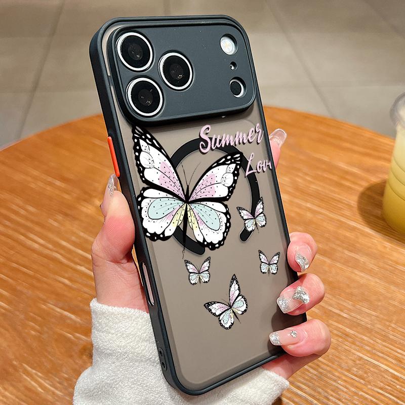 Фантастический чехол с принтом бабочки для iPhone 17 18 Pro Max Гибридный чехол из ТПУ+ПК с магнитом для iPhone 16 15 14 13 Pro Max 17E