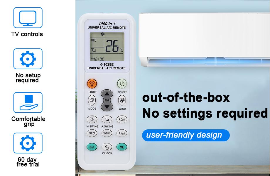 K-1028E 1000 In 1 Universal Air Conditioner LCD A/C Remote Control For Haier Geli Hitachi Panasonic Sharp Midea Fujitsu Guqiao