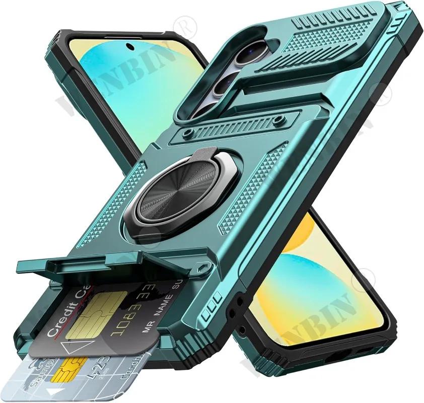 Чехол для Samsung S26 Ultra S2 S24 S23 Ultra A7 A37 A17 с магнитным поворотным кольцом-подставкой, усиленный, защита от падений, кошелек