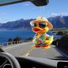 Car Rearview Mirror Pendant Cartoon Duck Key Chain 2D Acrylic Flat Car Ornament Safe Driving Accessory