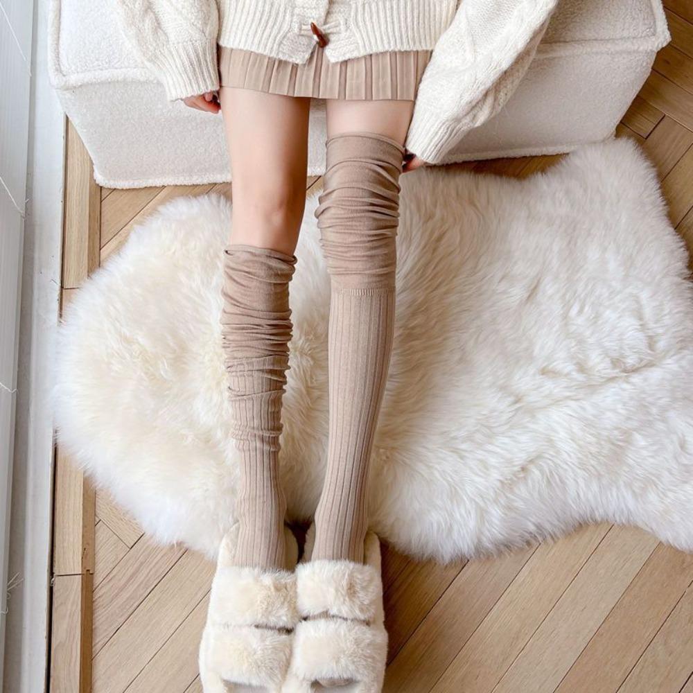 Высокие чулки до бедра, гольфы выше колена, повседневные чулки выше колена, зима