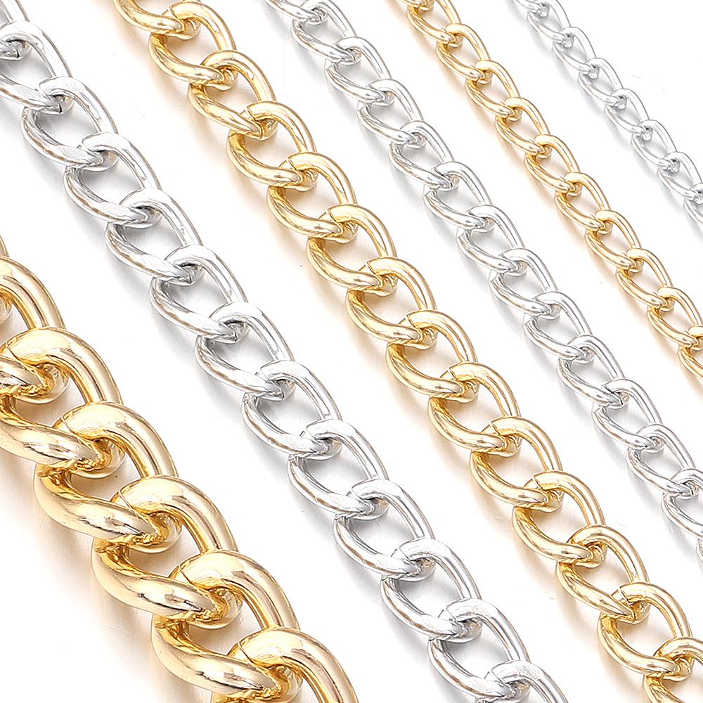 2-5Yards/Roll Aluminum Chains Twisted Chains Bulk Link Chain For DIY Bracelet Necklace Chain Jewelry Making Supplies Accessories