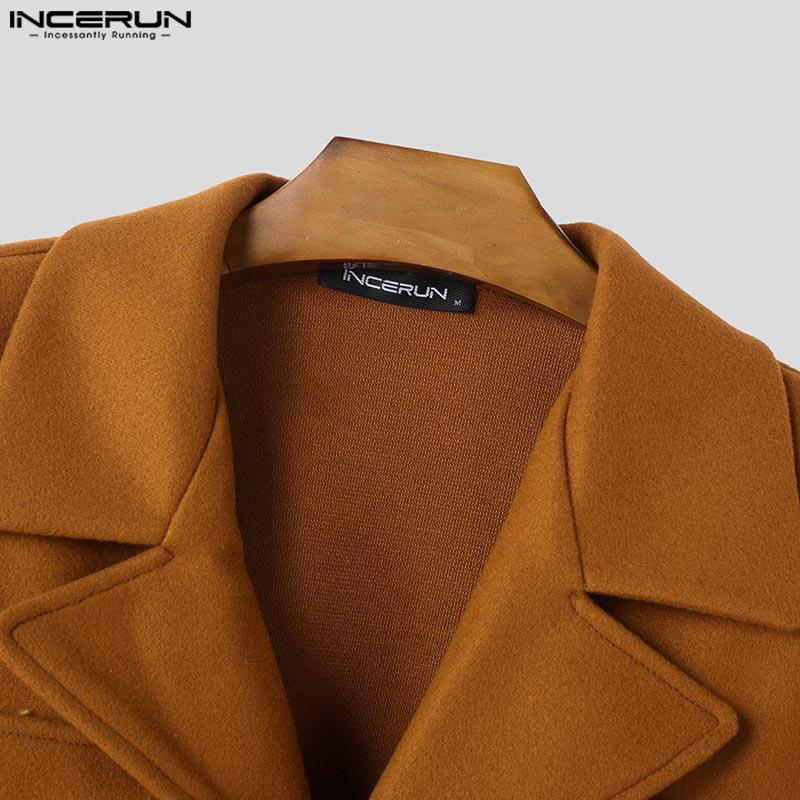 INCERUN Spring Men Lapel Neck Long Sleeve Button Jackets Short Fleece Coats