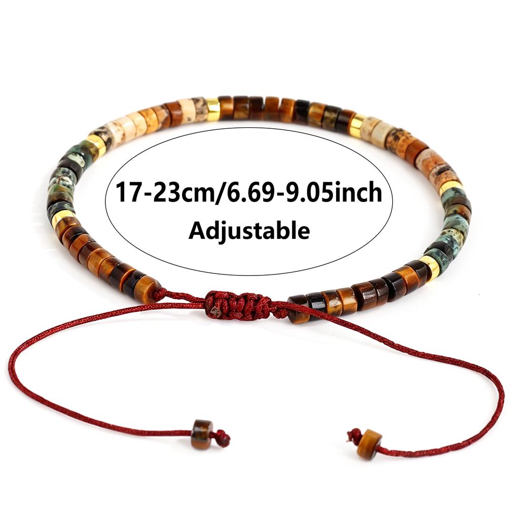 Spring fashion waterproof jewellery Tiger's Eye African pine nature stone bransoletka for beach scene anklet adjustable rope 3.8