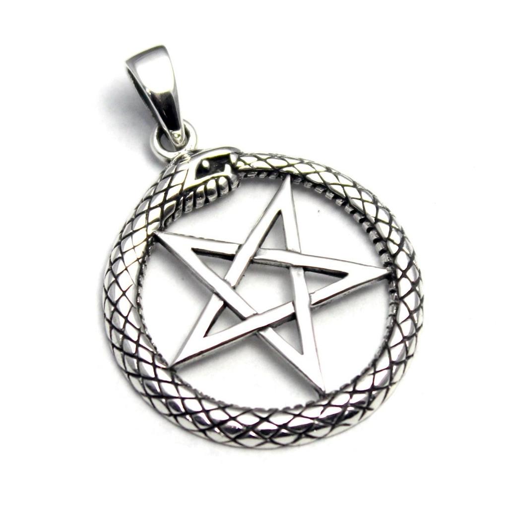 Pentagram Devil Star Star Snake Reptile Pendant Silver 925