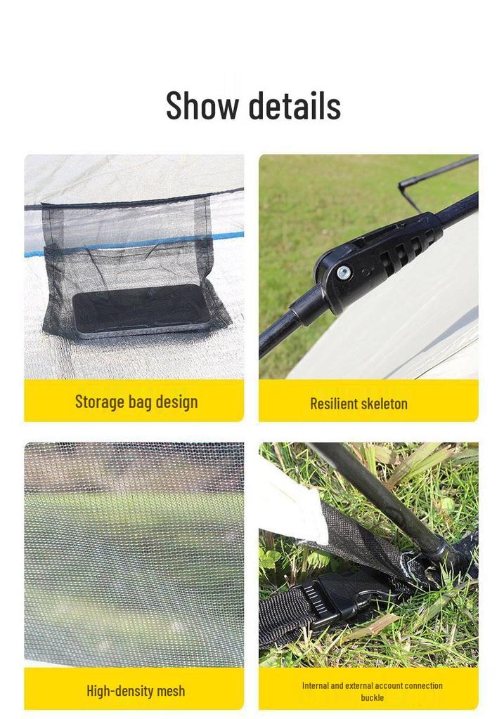 Automatic Folding Double-Layer Beach Tent for 3-4 People - Quick-Open, Thickened, Rainproof Camping Shelter