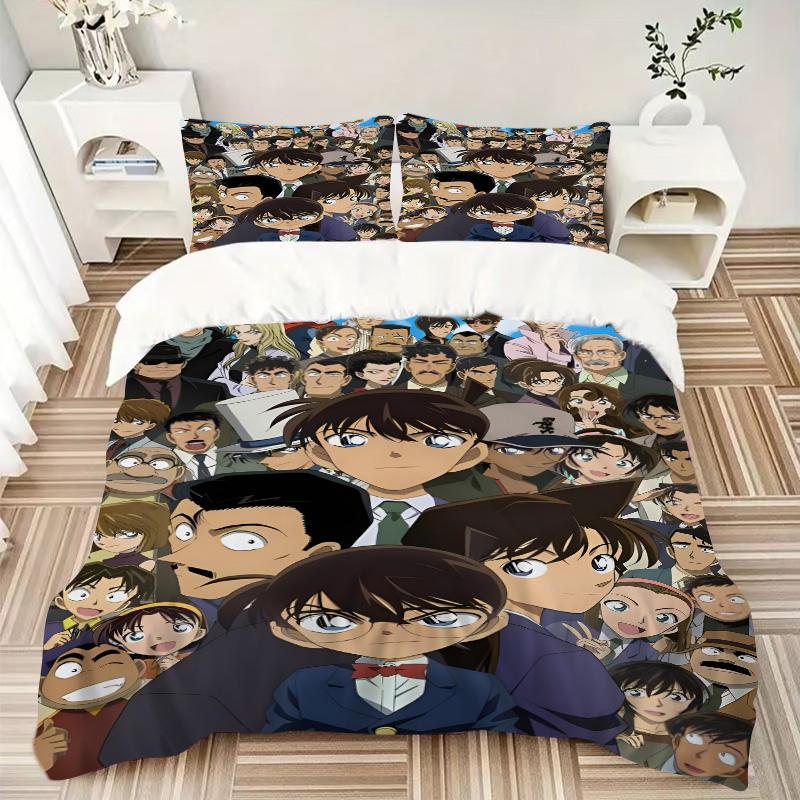 Detective Conan Mystery Print 3Pcs Bedding Setduvet Cover With 2 Bedropillowcase Home Birthday Gift